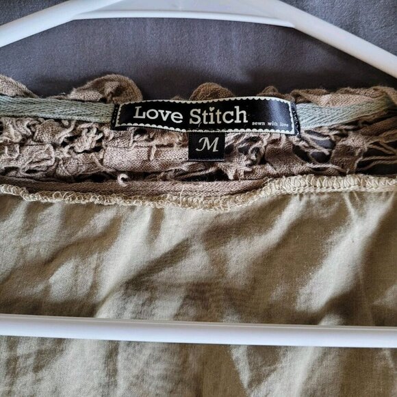 Lovestitch Linen Blend Cardigan Size Medium Bohemian Sheer Lightweight Crochet - Picture 2 of 8